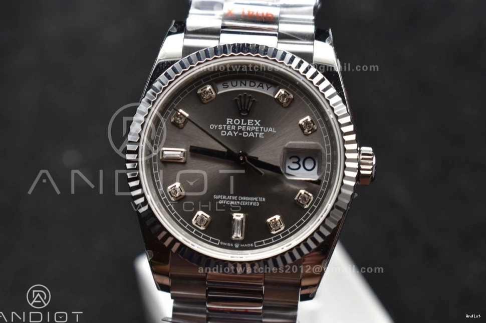 Dial 36 (Gain Diamond 904L Steel on Weight) SS Grey Bracelet vr3255 Best QF Edition V5 President DayDate 0601